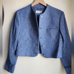 VINTAGE MISS PENDLETON 100% Virgin Wool Blue Cropped Jacket Size 8
